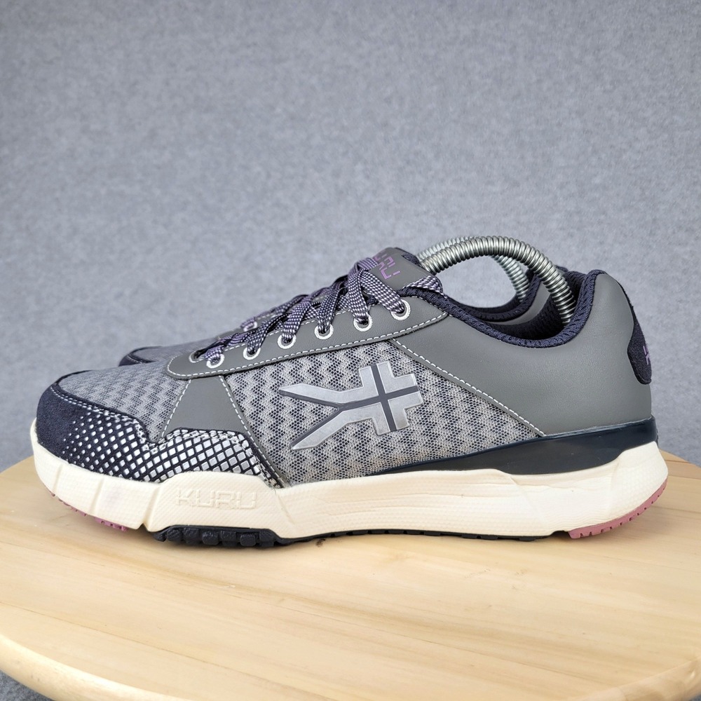Kuru Quantum Walking Shoes Women 9.5 Wide Gray Purple Orthopedic Sneakers